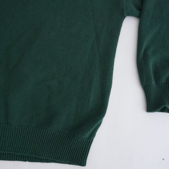 Vintage '90S Scharf & Breit Hunter Green 100% Cotton Knit Crewneck Sweater L - Picture 5 of 8